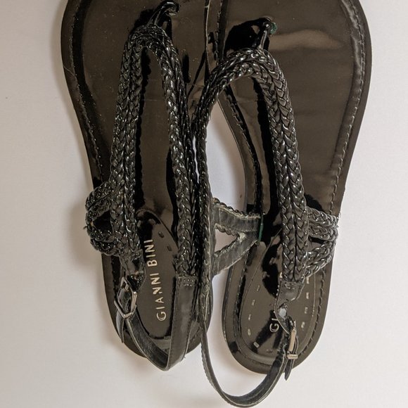 COPY - GIANNI BINI BLACK BRAIDED STRAP SANDALS SI… - Picture 2 of 4